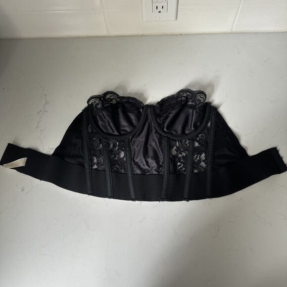 Vintage Victoria’s Secret Gold Label Lace Corset Bustier Sheer 34B Black - Picture 4 of 11
